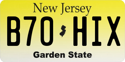 NJ license plate B70HIX