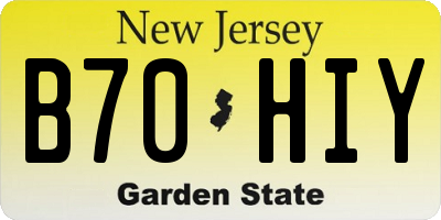 NJ license plate B70HIY