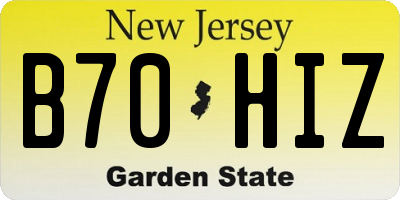 NJ license plate B70HIZ