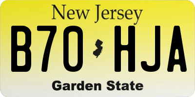 NJ license plate B70HJA