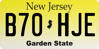 NJ license plate B70HJE
