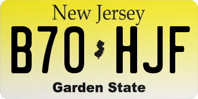 NJ license plate B70HJF