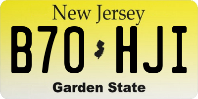 NJ license plate B70HJI
