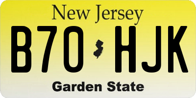 NJ license plate B70HJK