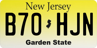 NJ license plate B70HJN