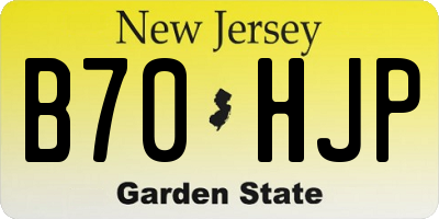 NJ license plate B70HJP