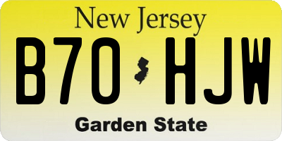 NJ license plate B70HJW