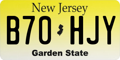 NJ license plate B70HJY