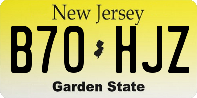 NJ license plate B70HJZ