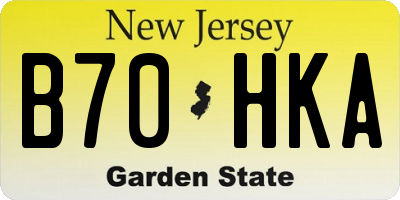 NJ license plate B70HKA