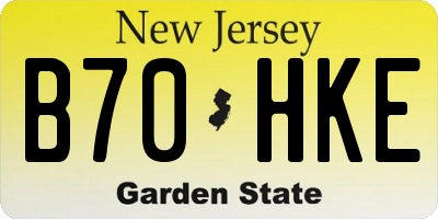 NJ license plate B70HKE