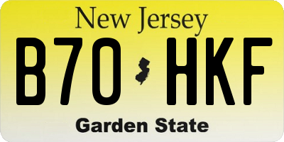 NJ license plate B70HKF
