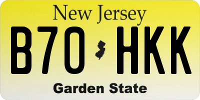 NJ license plate B70HKK
