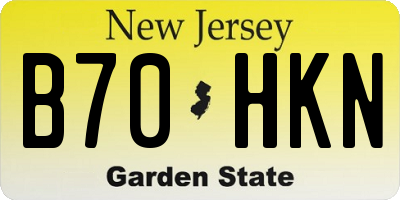 NJ license plate B70HKN