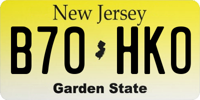 NJ license plate B70HKO