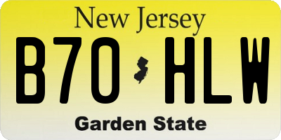 NJ license plate B70HLW