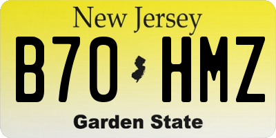 NJ license plate B70HMZ