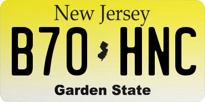 NJ license plate B70HNC
