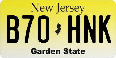 NJ license plate B70HNK