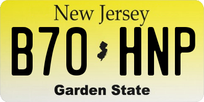NJ license plate B70HNP