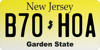 NJ license plate B70HOA