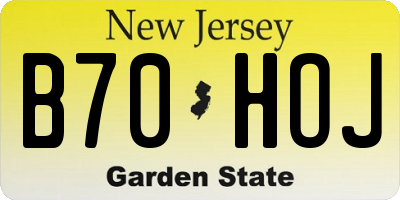 NJ license plate B70HOJ