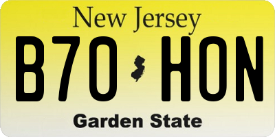NJ license plate B70HON