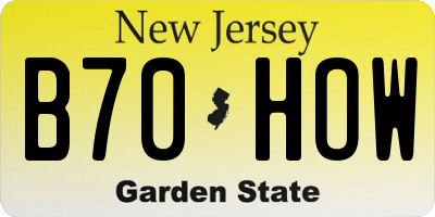 NJ license plate B70HOW