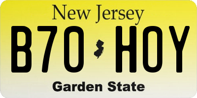 NJ license plate B70HOY