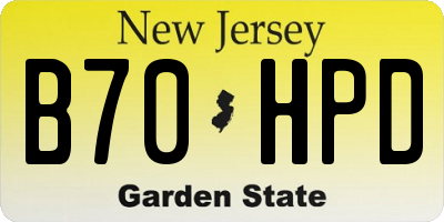 NJ license plate B70HPD