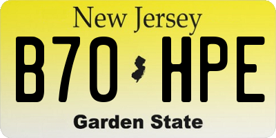NJ license plate B70HPE