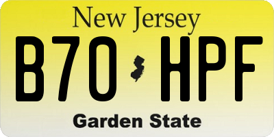 NJ license plate B70HPF