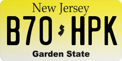 NJ license plate B70HPK