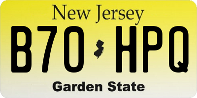 NJ license plate B70HPQ