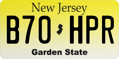 NJ license plate B70HPR