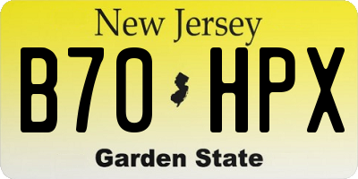 NJ license plate B70HPX