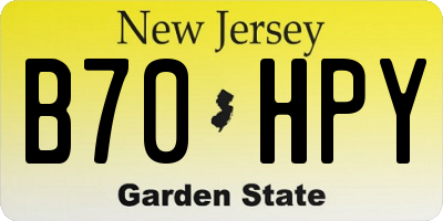 NJ license plate B70HPY