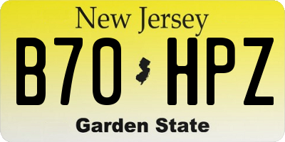 NJ license plate B70HPZ