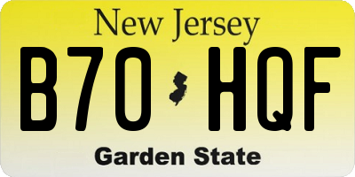 NJ license plate B70HQF