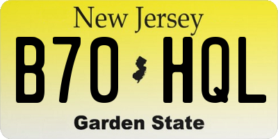 NJ license plate B70HQL