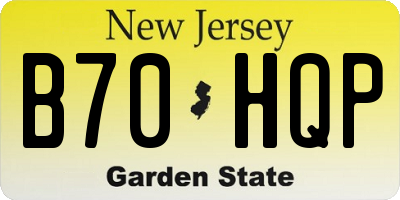 NJ license plate B70HQP