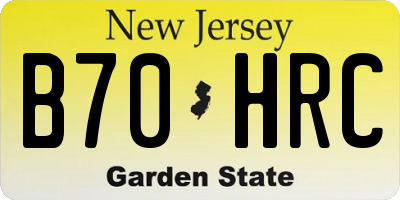 NJ license plate B70HRC