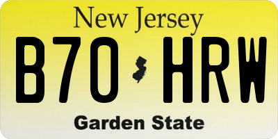 NJ license plate B70HRW