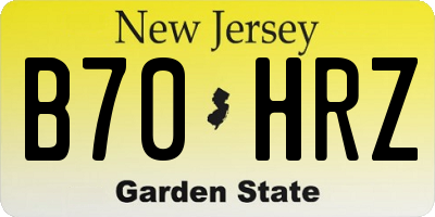 NJ license plate B70HRZ