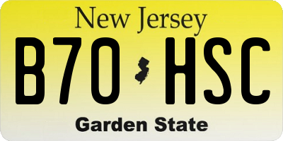 NJ license plate B70HSC