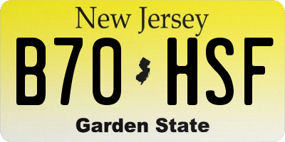 NJ license plate B70HSF