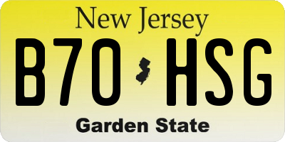 NJ license plate B70HSG