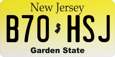 NJ license plate B70HSJ