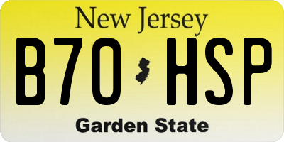 NJ license plate B70HSP