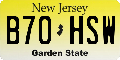 NJ license plate B70HSW